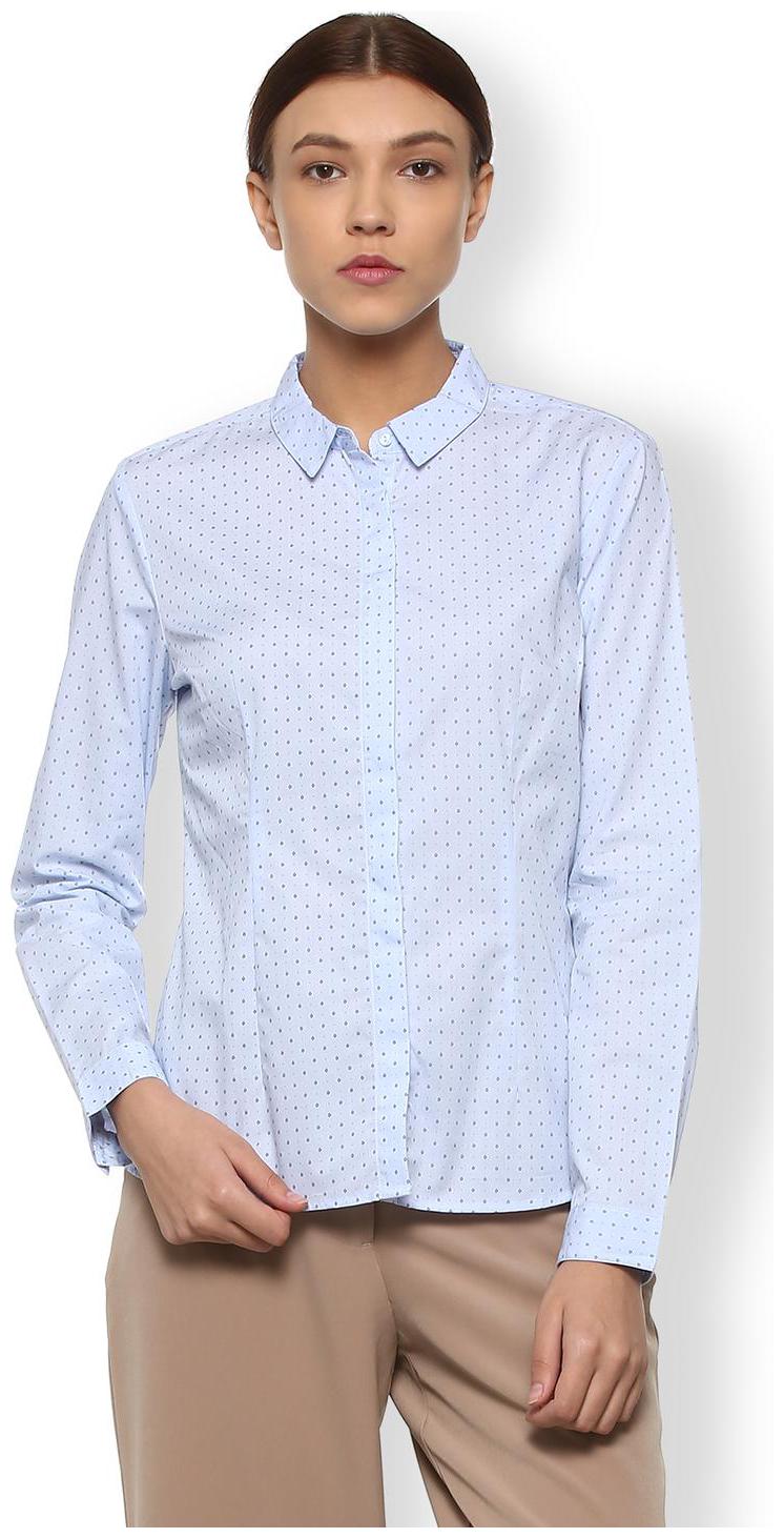 

Van Heusen Women Blue Printed Regular Fit Shirt