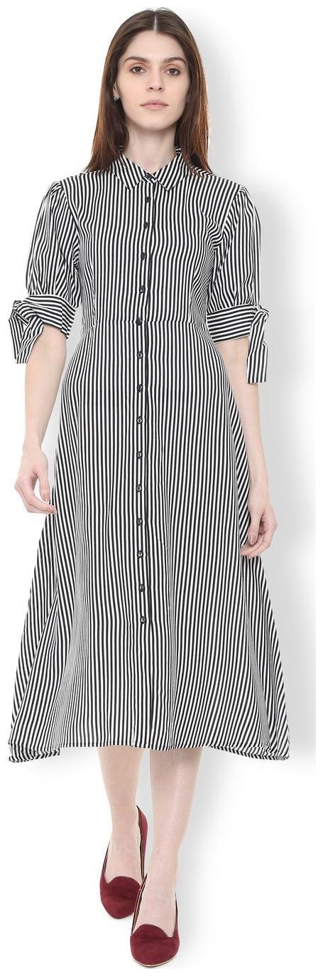 

Van Heusen Black Striped A-line dress