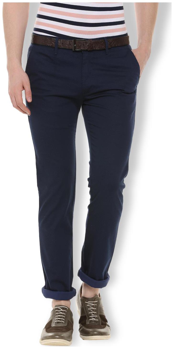 

Van Heusen Men Blue Textured Slim fit Regular trousers