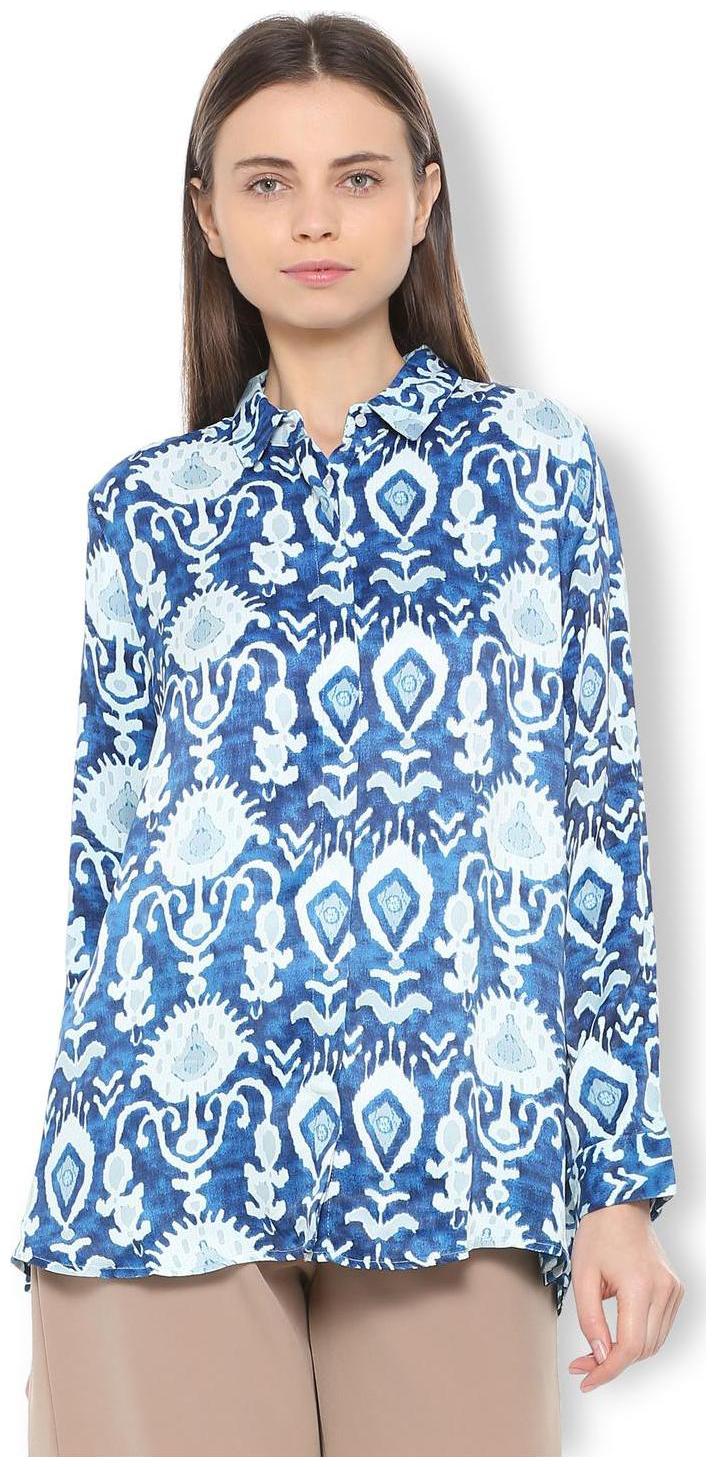 

Van Heusen Women Blue Printed Regular Fit Shirt