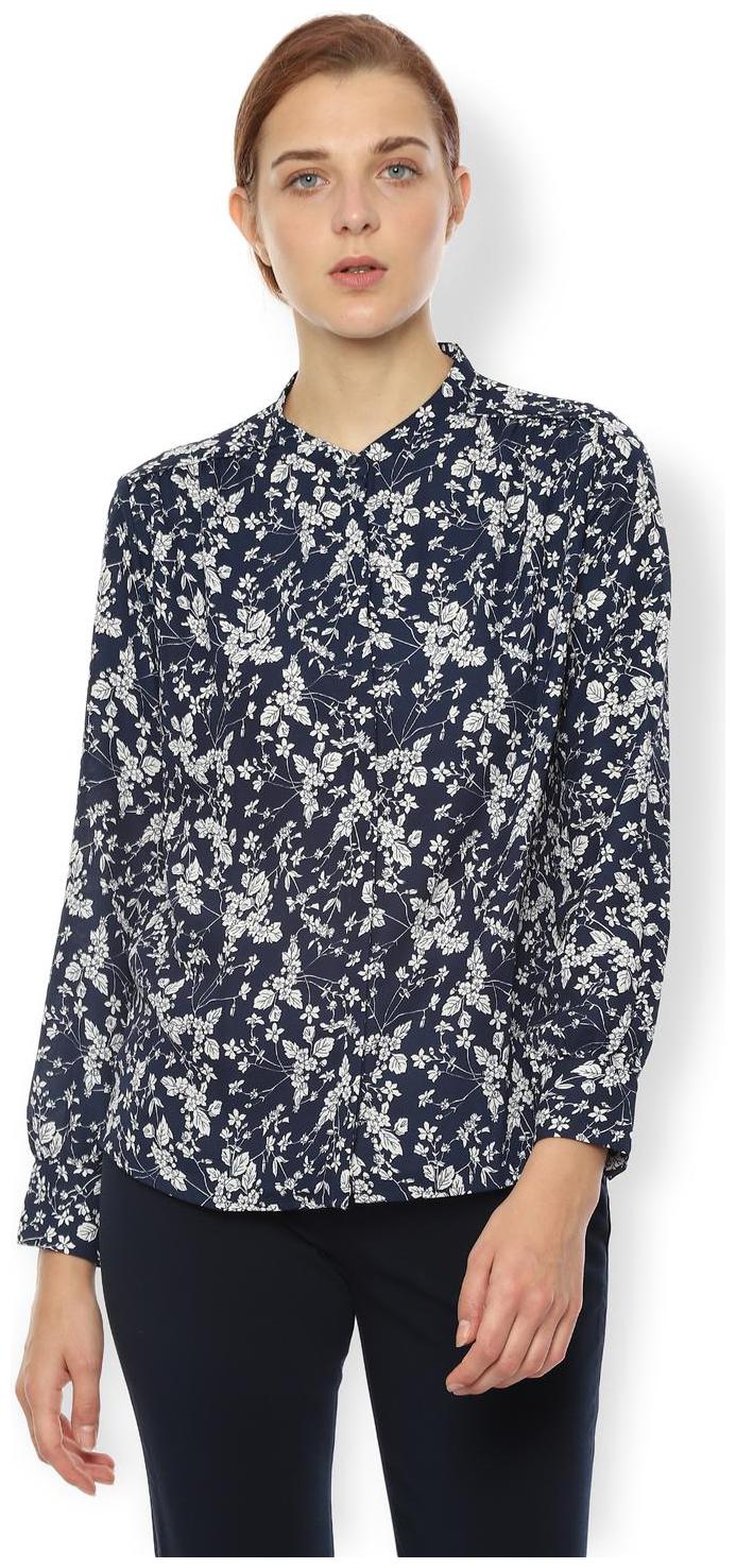 

Van Heusen Women Blue Printed Regular Fit Shirt