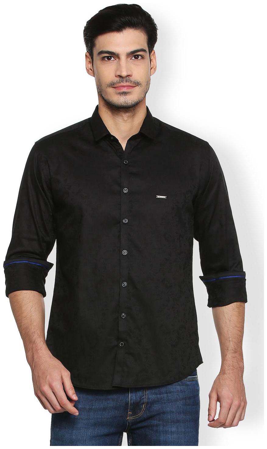 

Van Heusen Men Black Solid Slim Fit Casual Shirt