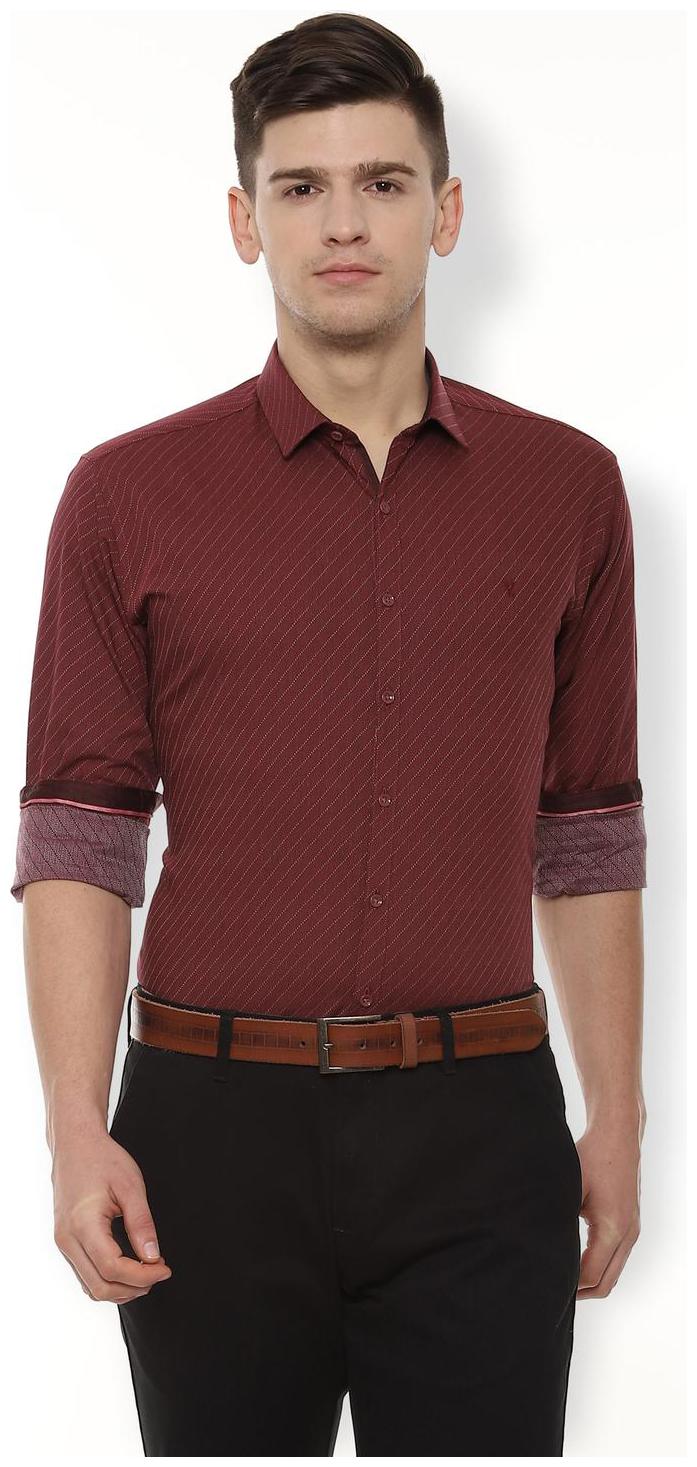 

Van Heusen Men Brown Weaved Slim Fit Casual Shirt