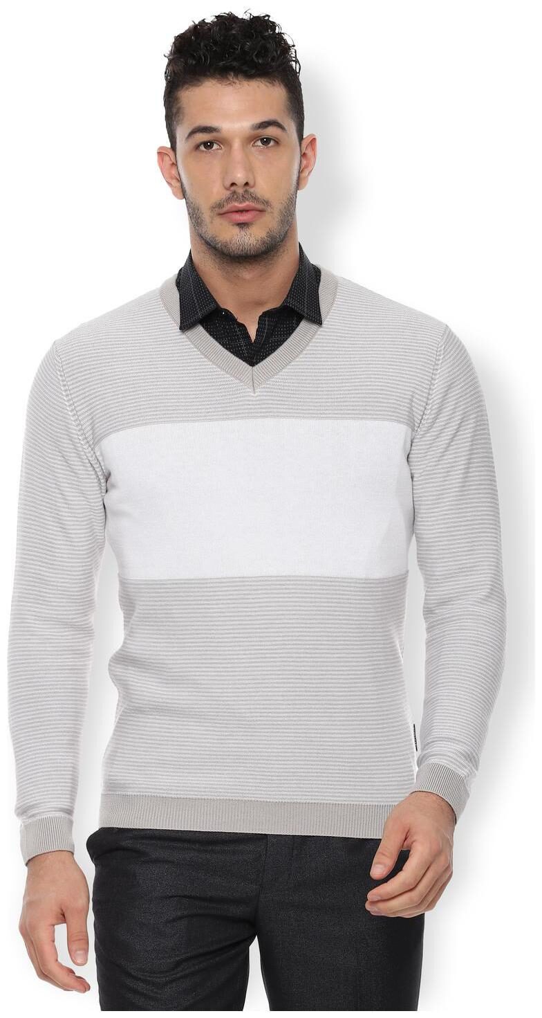 

Van Heusen Men Grey V neck Pullover
