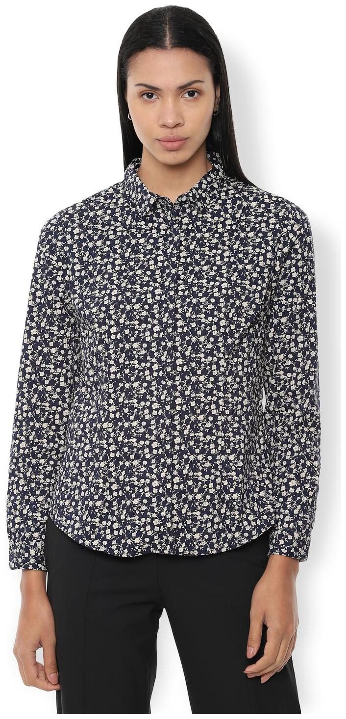 

Van Heusen Women Blue Printed Regular Fit Shirt