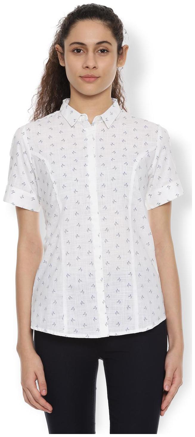 

Van Heusen Women White Printed Regular Fit Shirt