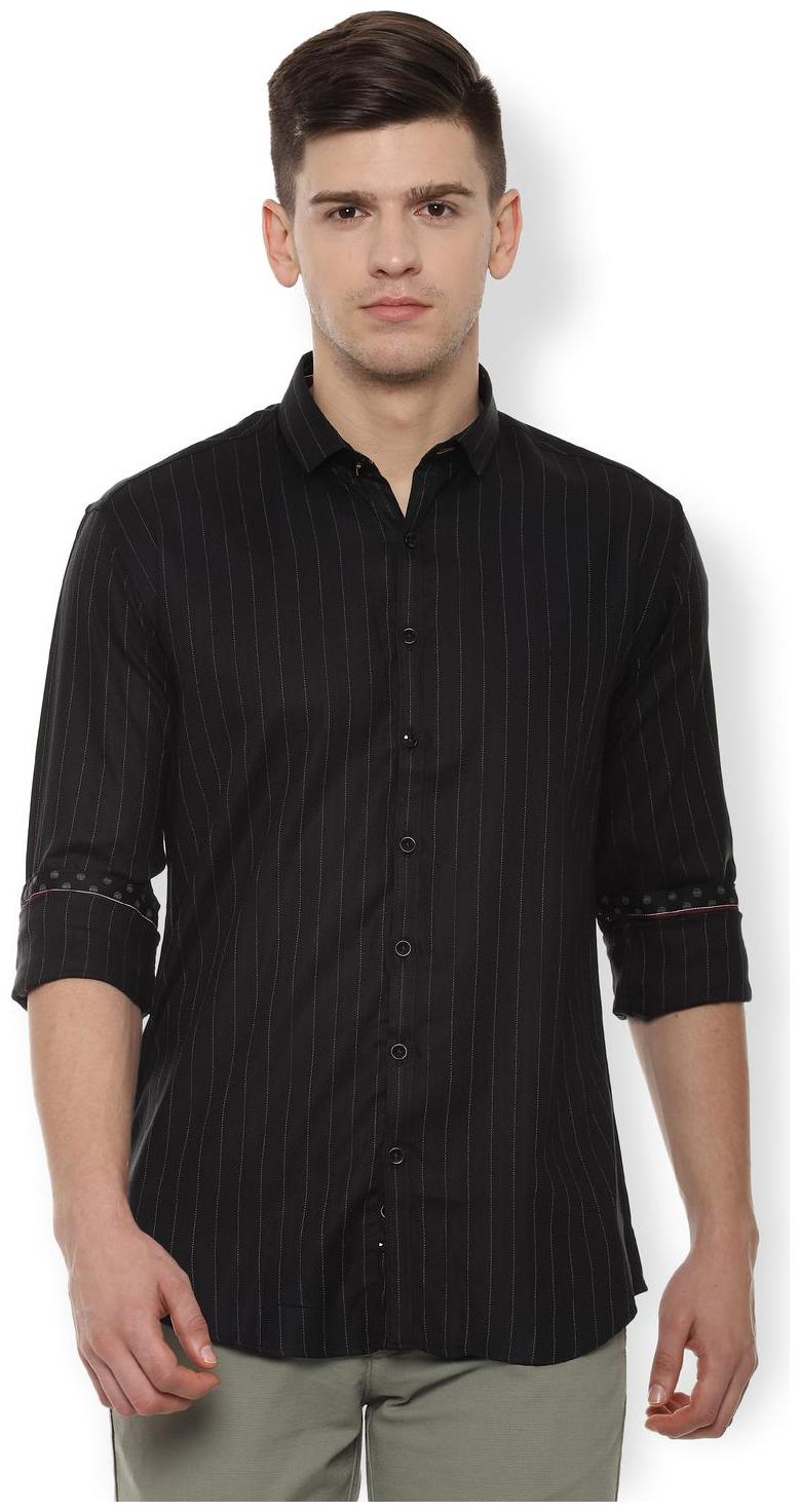

Van Heusen Men Black Vertical Stripes Slim Fit Casual Shirt
