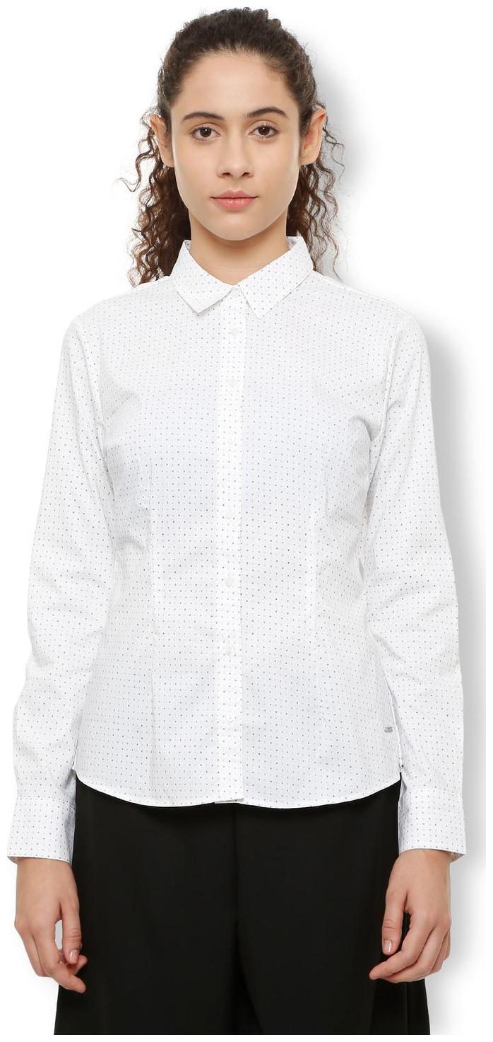 

Van Heusen Women White Printed Regular Fit Shirt