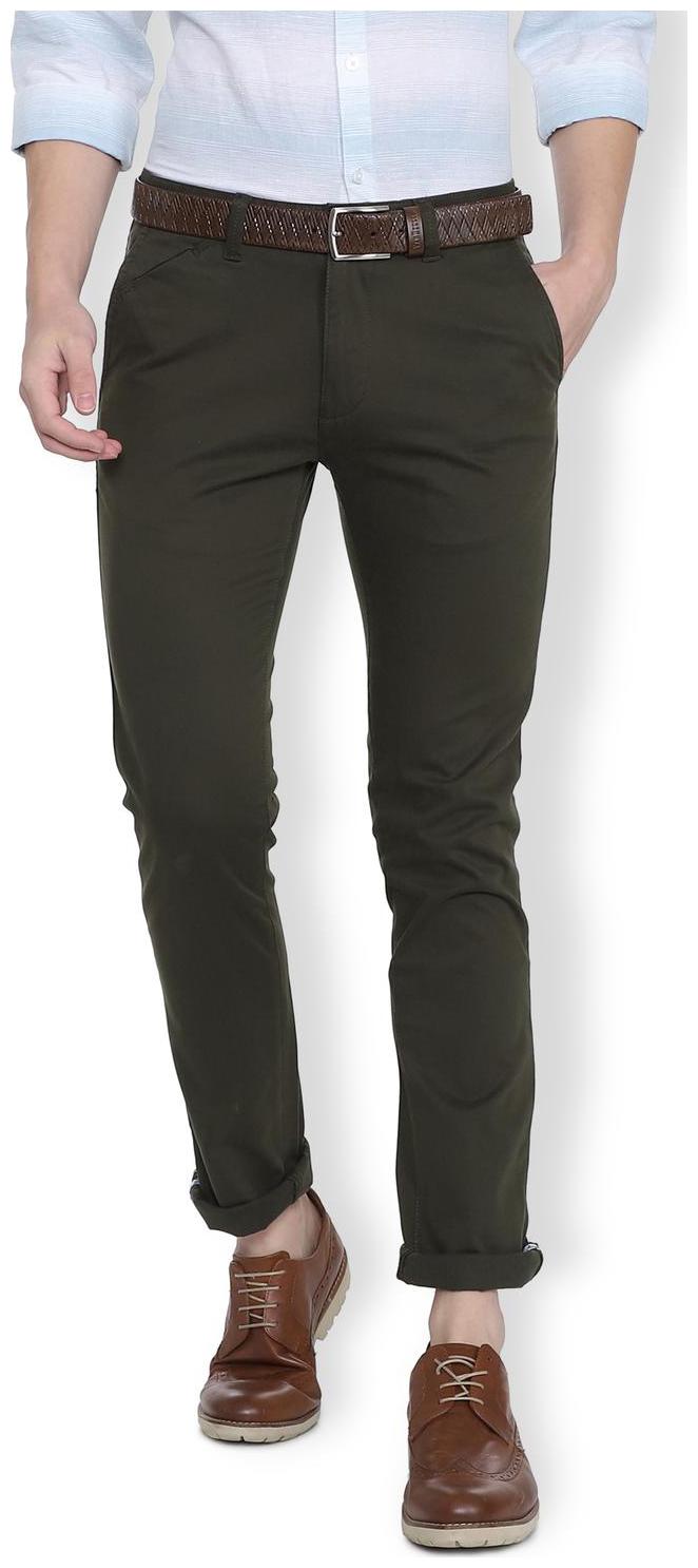 

Van Heusen Men Green Textured Slim fit Regular trousers