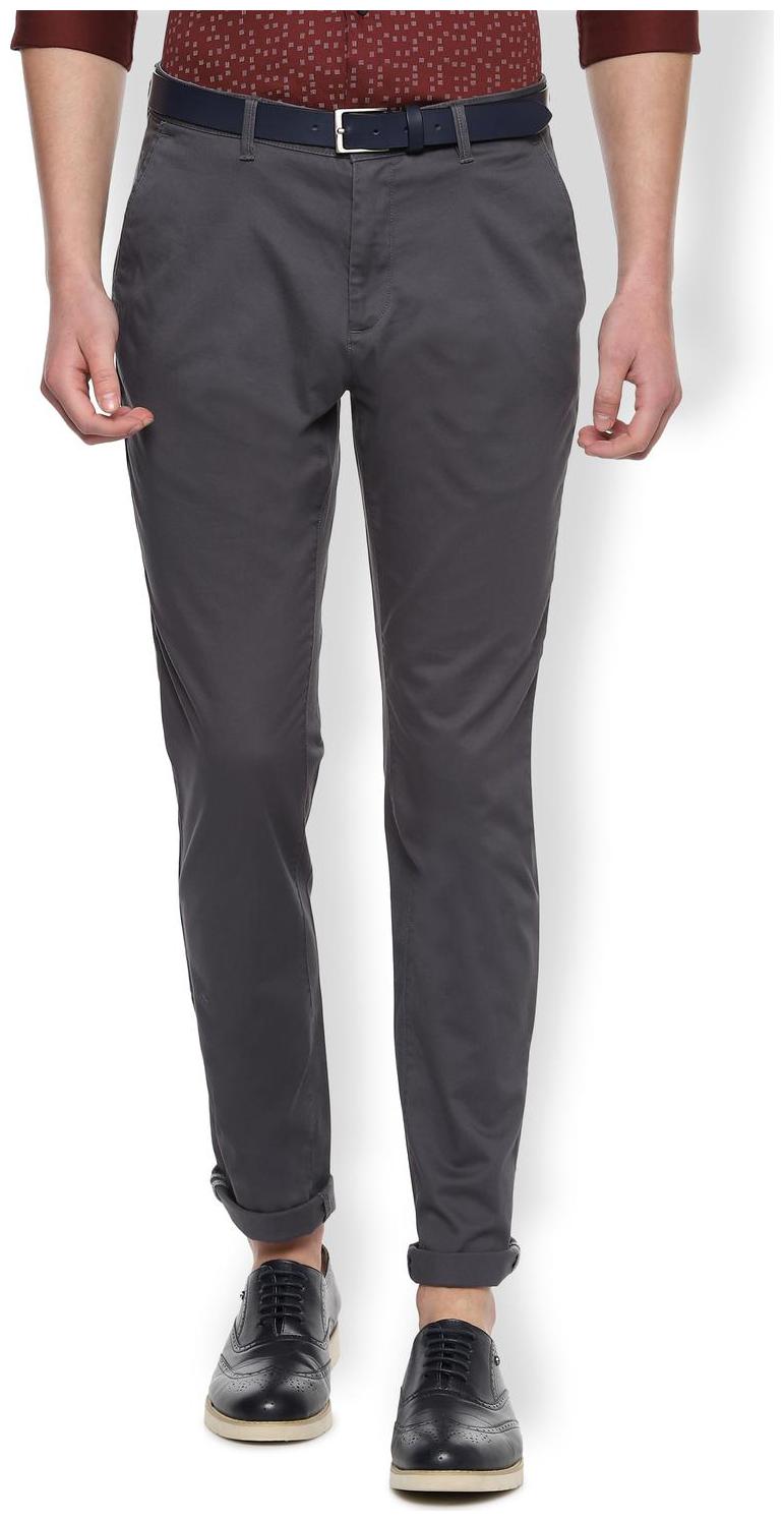

Van Heusen Men Grey Solid Slim fit Regular trousers