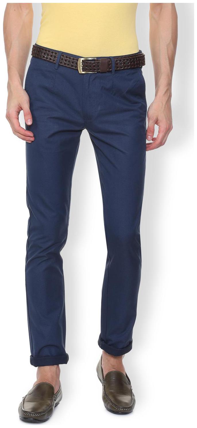 

Van Heusen Men Blue Textured Slim fit Regular trousers