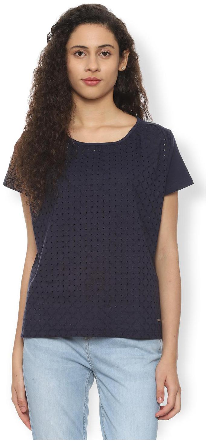 

Van Heusen Cotton Casual Women Tops Tunics Navy