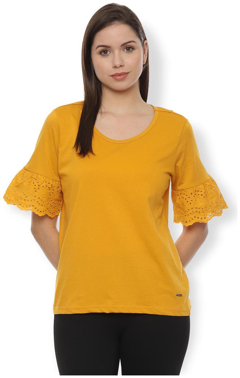 

Van Heusen Women Solid Regular top - Yellow
