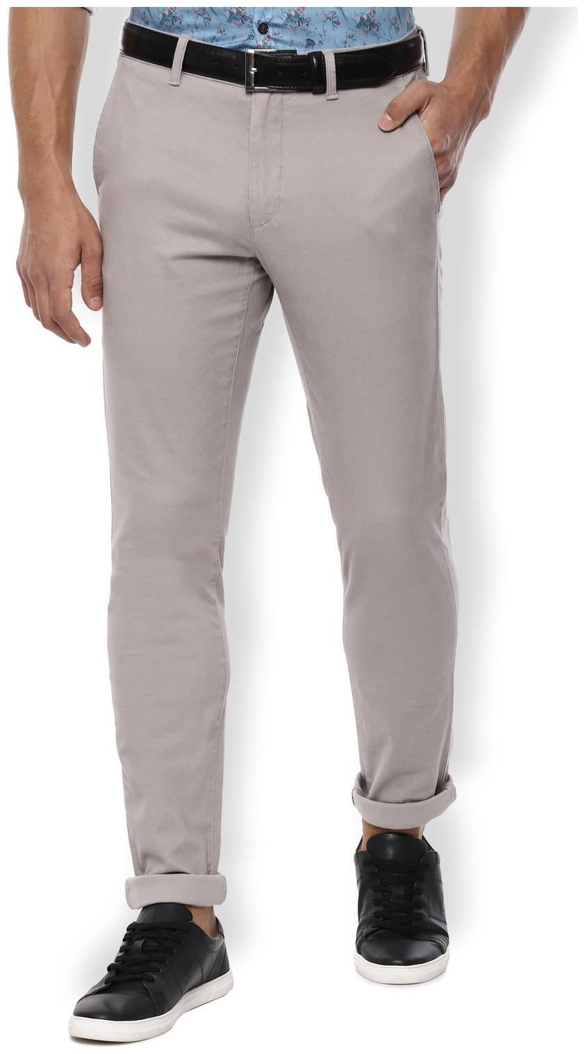 

Van Heusen Men Grey Solid Slim fit Regular trousers