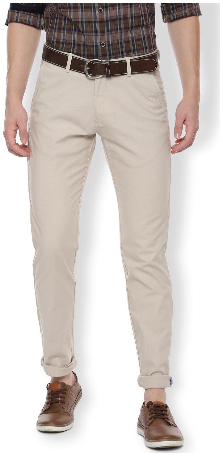 

Van Heusen Men Beige Textured Slim fit Regular trousers