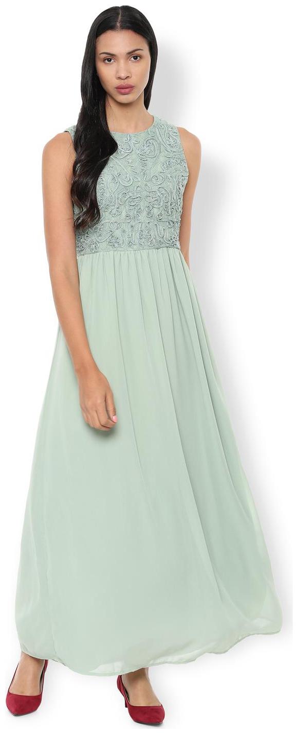 

Van Heusen Green Self design A-line dress