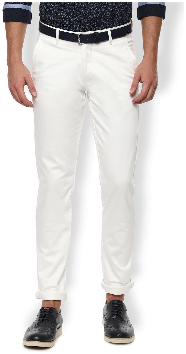 

Van Heusen Men White Solid Slim fit Regular trousers