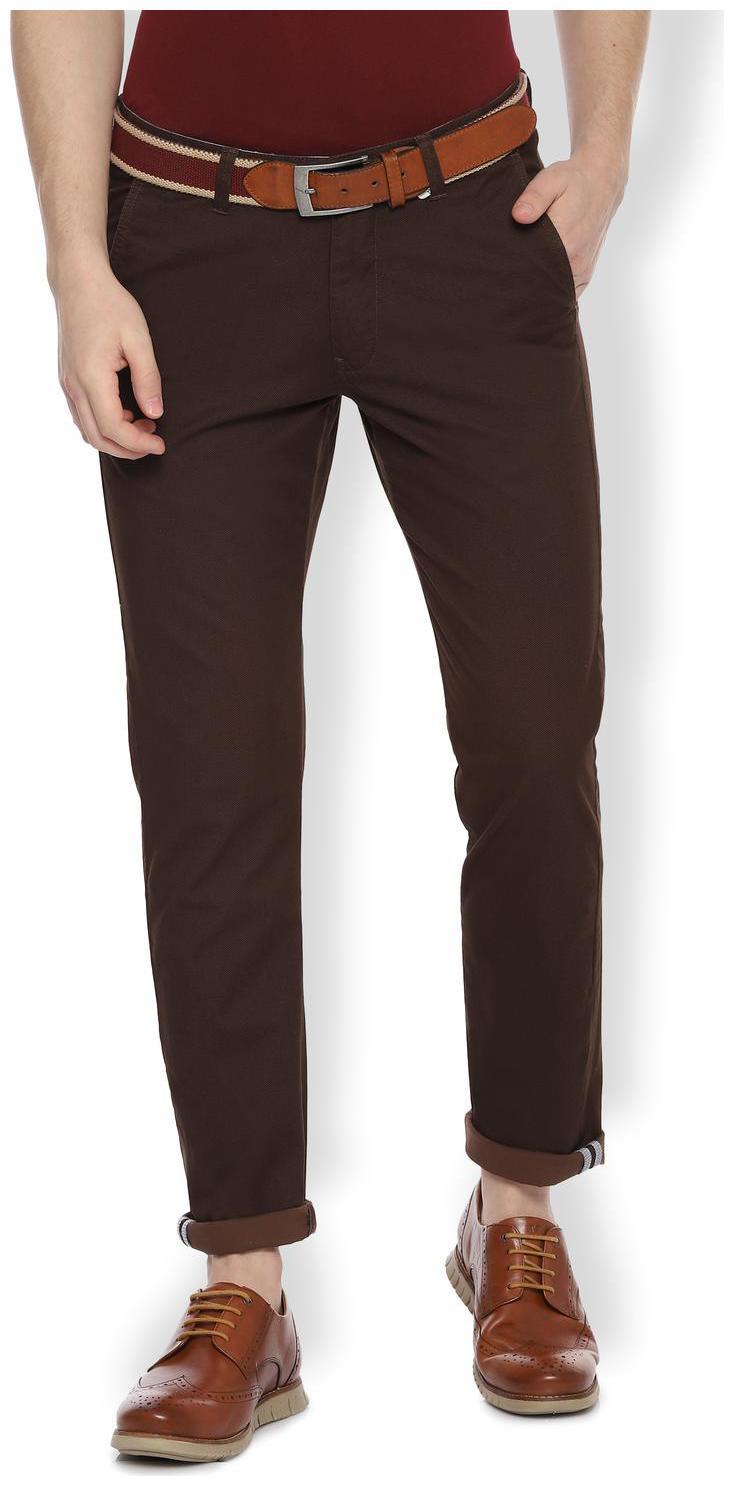 

Van Heusen Men Brown Textured Slim fit Regular trousers