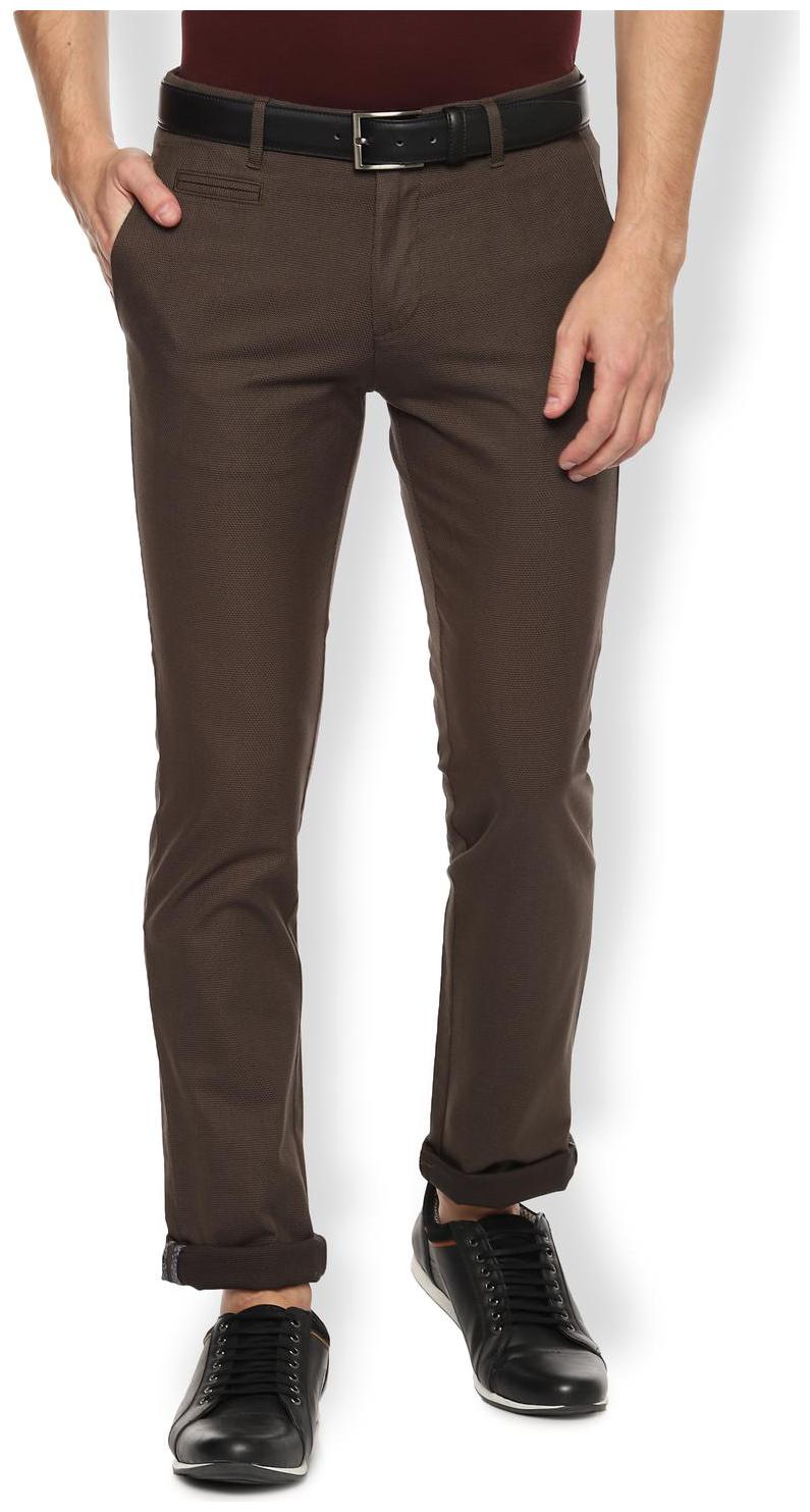 

Van Heusen Men Brown Textured Slim fit Regular trousers