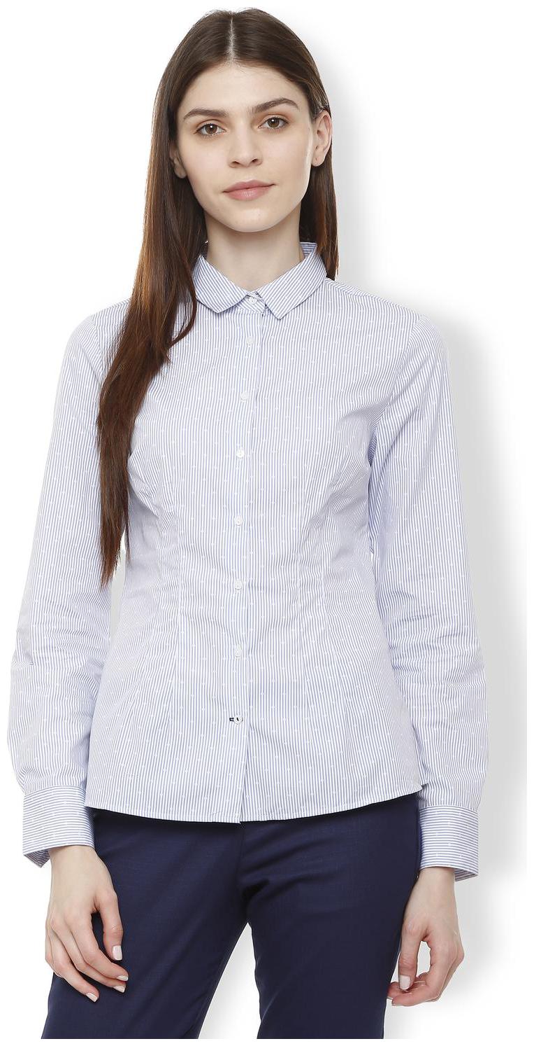 

Van Heusen Women Blue Striped Regular Fit Shirt