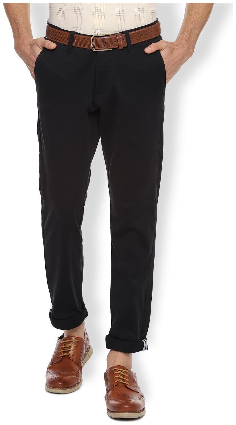 

Van Heusen Men Black Textured Slim fit Regular trousers