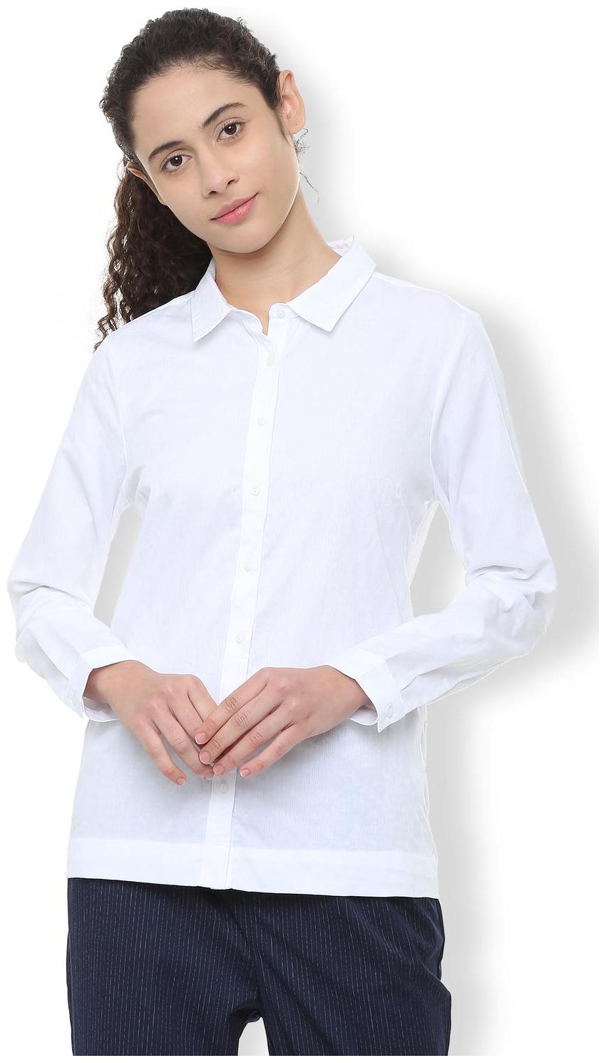 

Van Heusen Women White Solid Regular Fit Shirt
