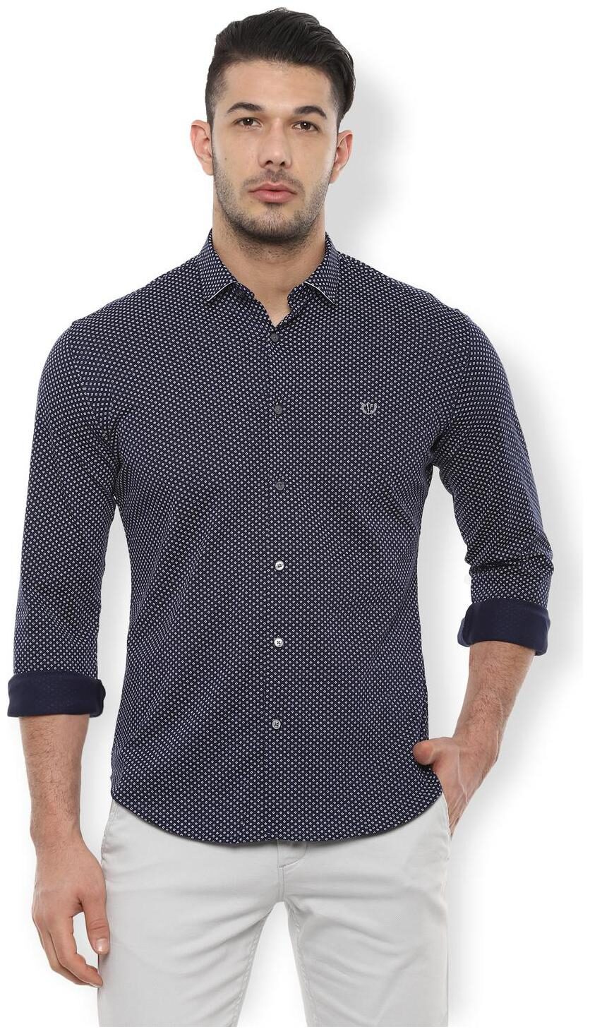 

Van Heusen Men Navy Blue Printed Slim Fit Casual Shirt