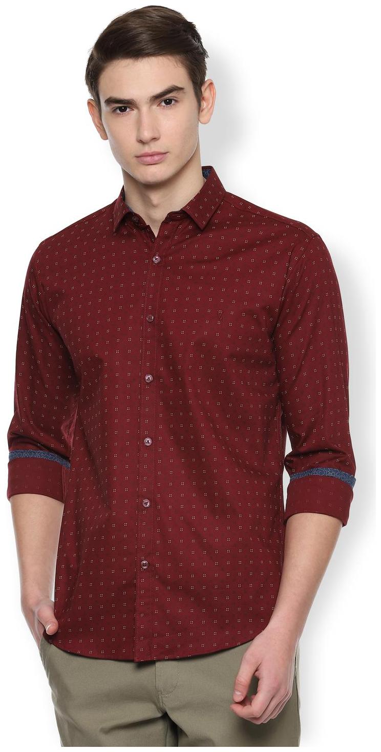 

Van Heusen Men Maroon Polka Dots Slim Fit Casual Shirt