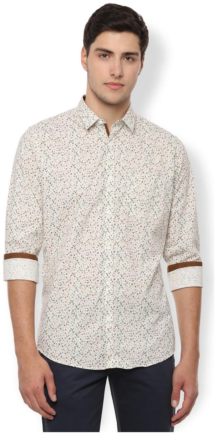 

Van Heusen Men Cream Printed Slim Fit Casual Shirt