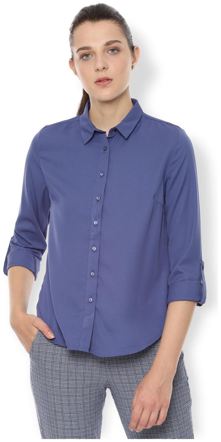 

Van Heusen Women Blue Solid Regular Fit Shirt