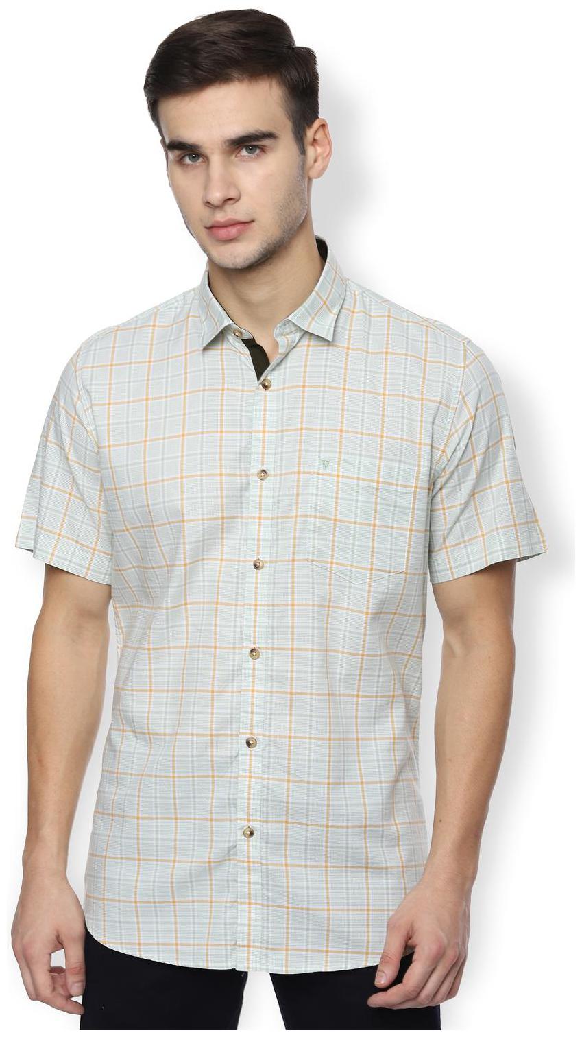 

Van Heusen Men Green Checked Slim Fit Casual Shirt