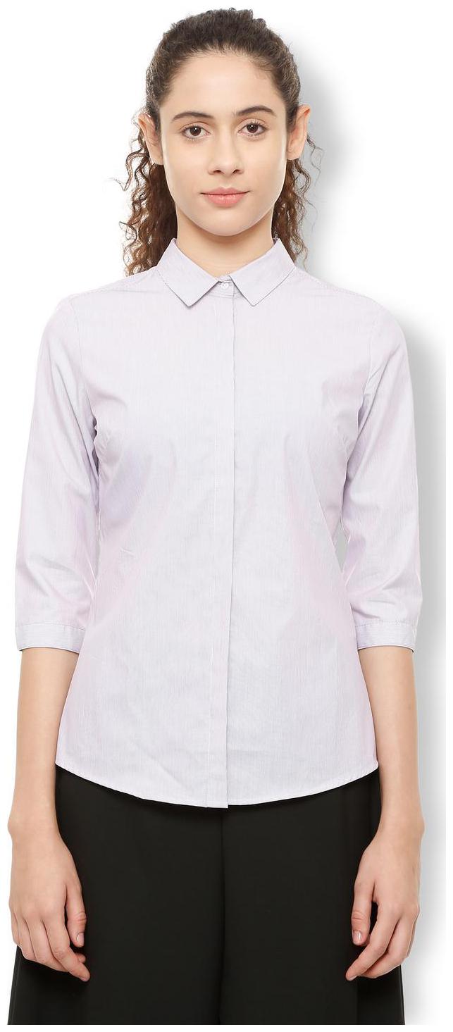 

Van Heusen Women Purple Striped Regular Fit Shirt
