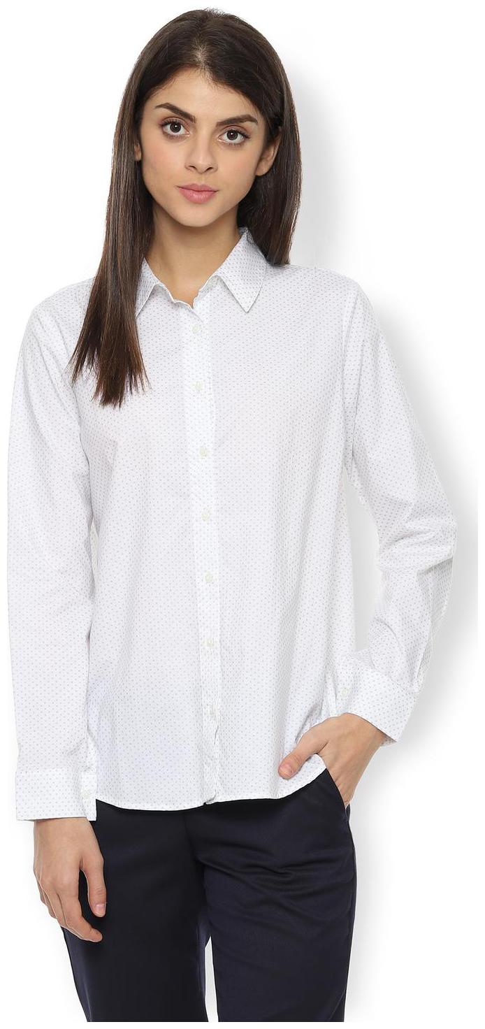 

Van Heusen Women White Printed Regular Fit Shirt