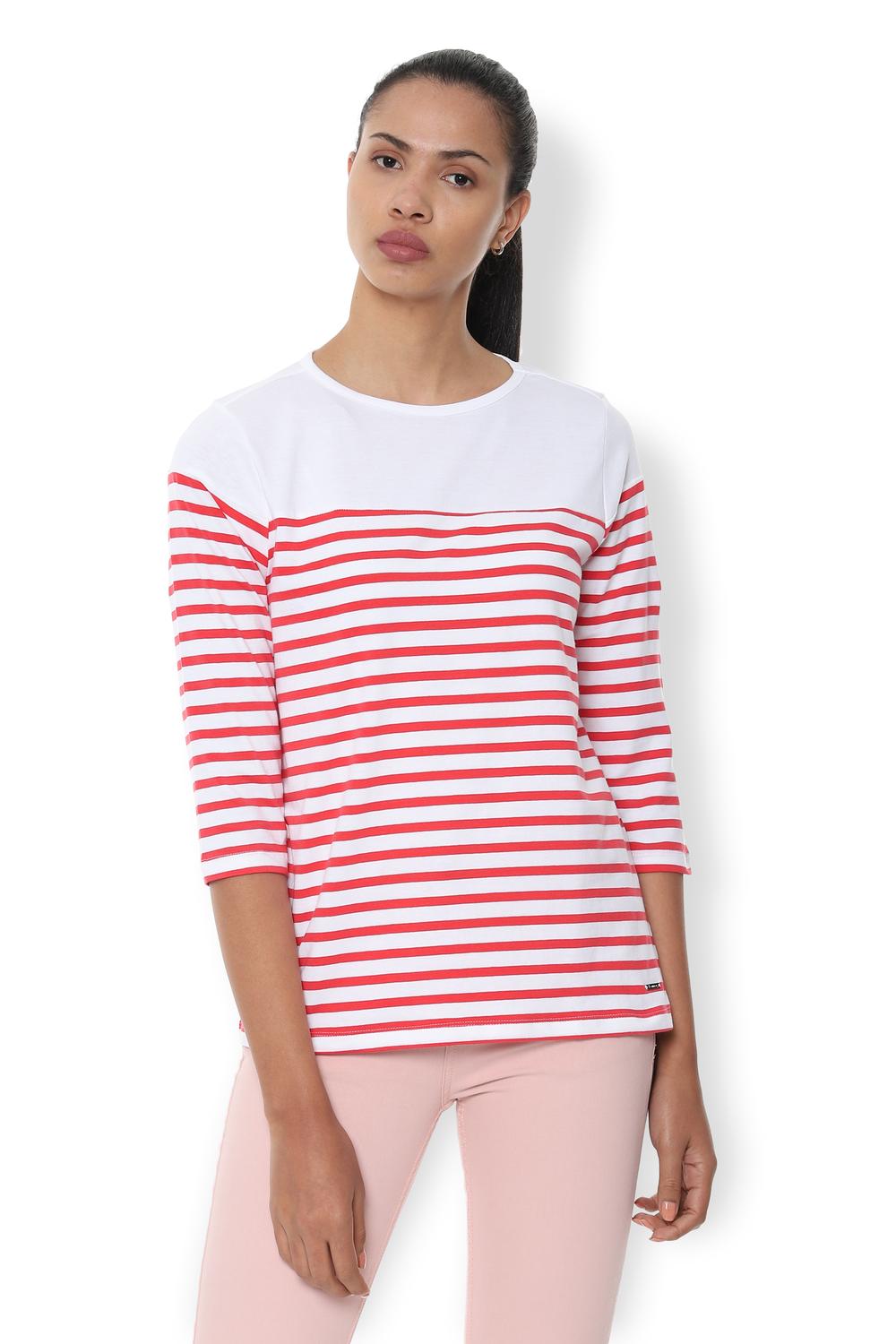 

Van Heusen Women Striped Regular top - White
