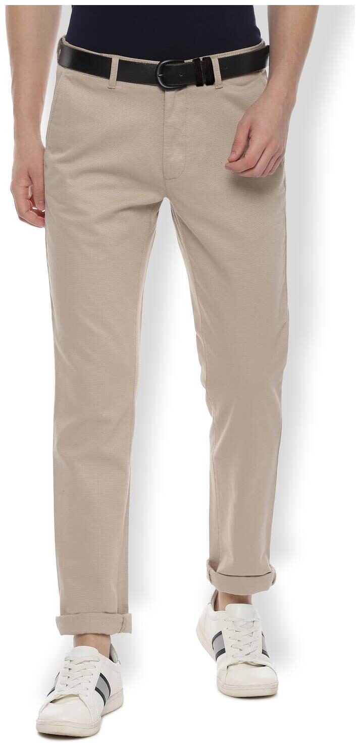 

Van Heusen Men Beige Solid Slim fit Regular trousers
