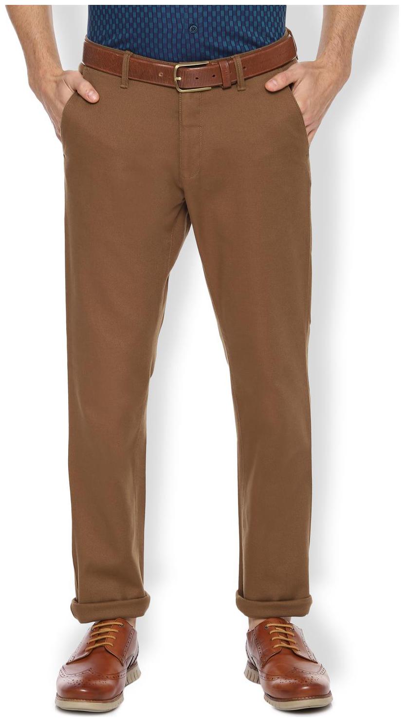 

Van Heusen Men Brown Textured Slim fit Regular trousers