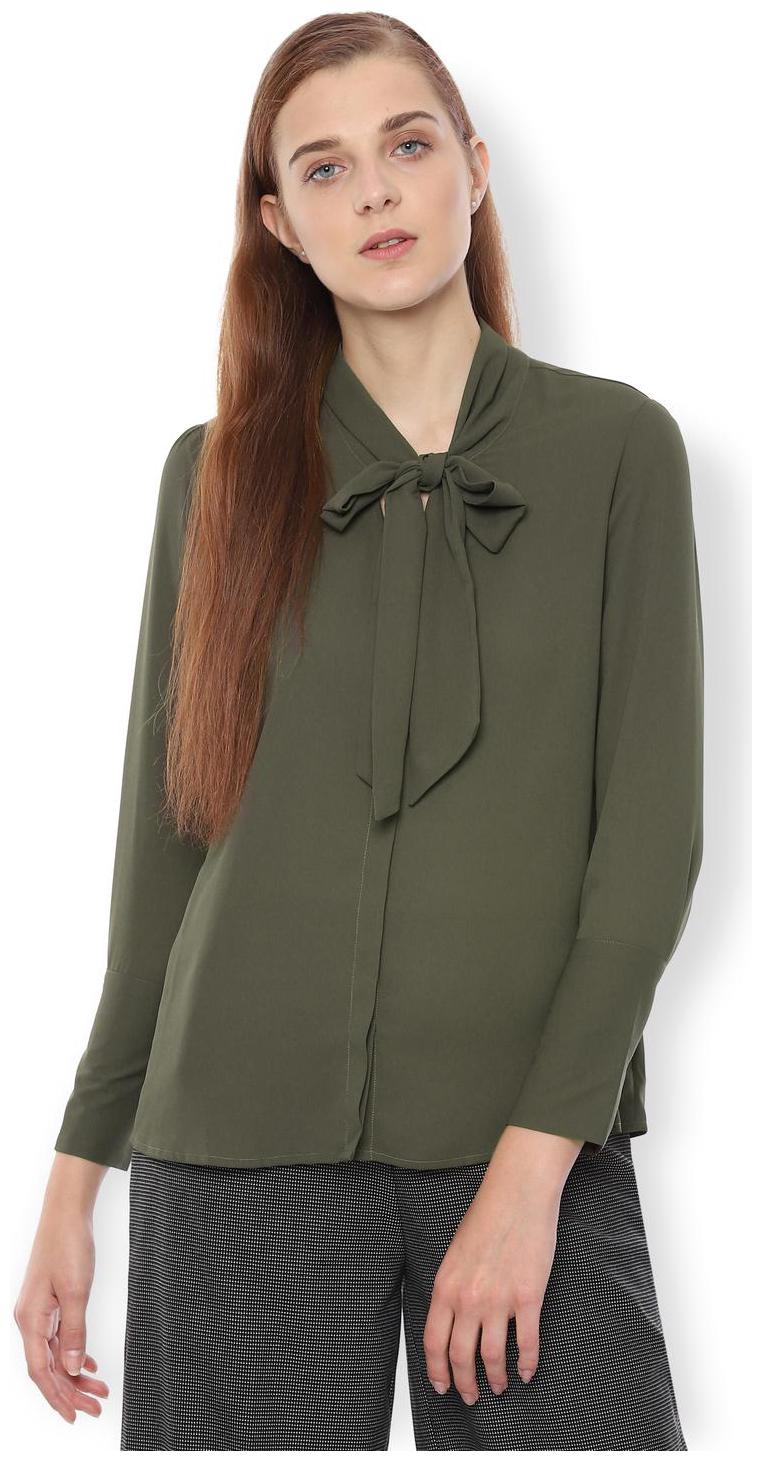 

Van Heusen Women Green Solid Regular Fit Shirt
