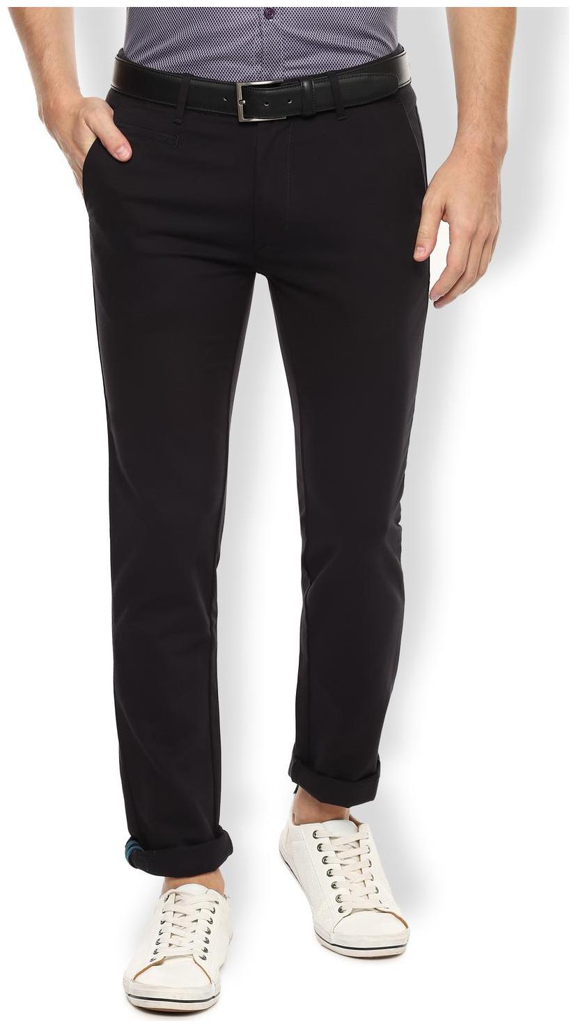 

Van Heusen Men Blue Textured Slim fit Regular trousers