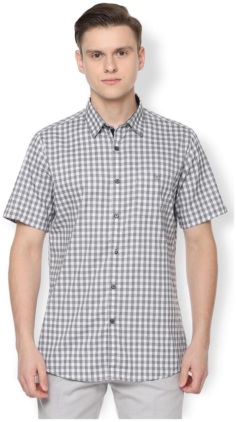 

Van Heusen Men Grey Checked Slim Fit Casual Shirt