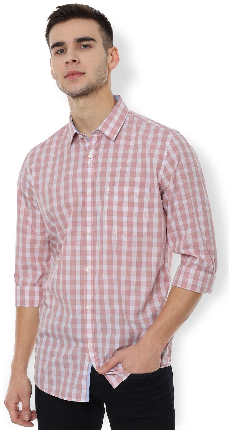 

Van Heusen Men Pink Checked Slim Fit Casual Shirt
