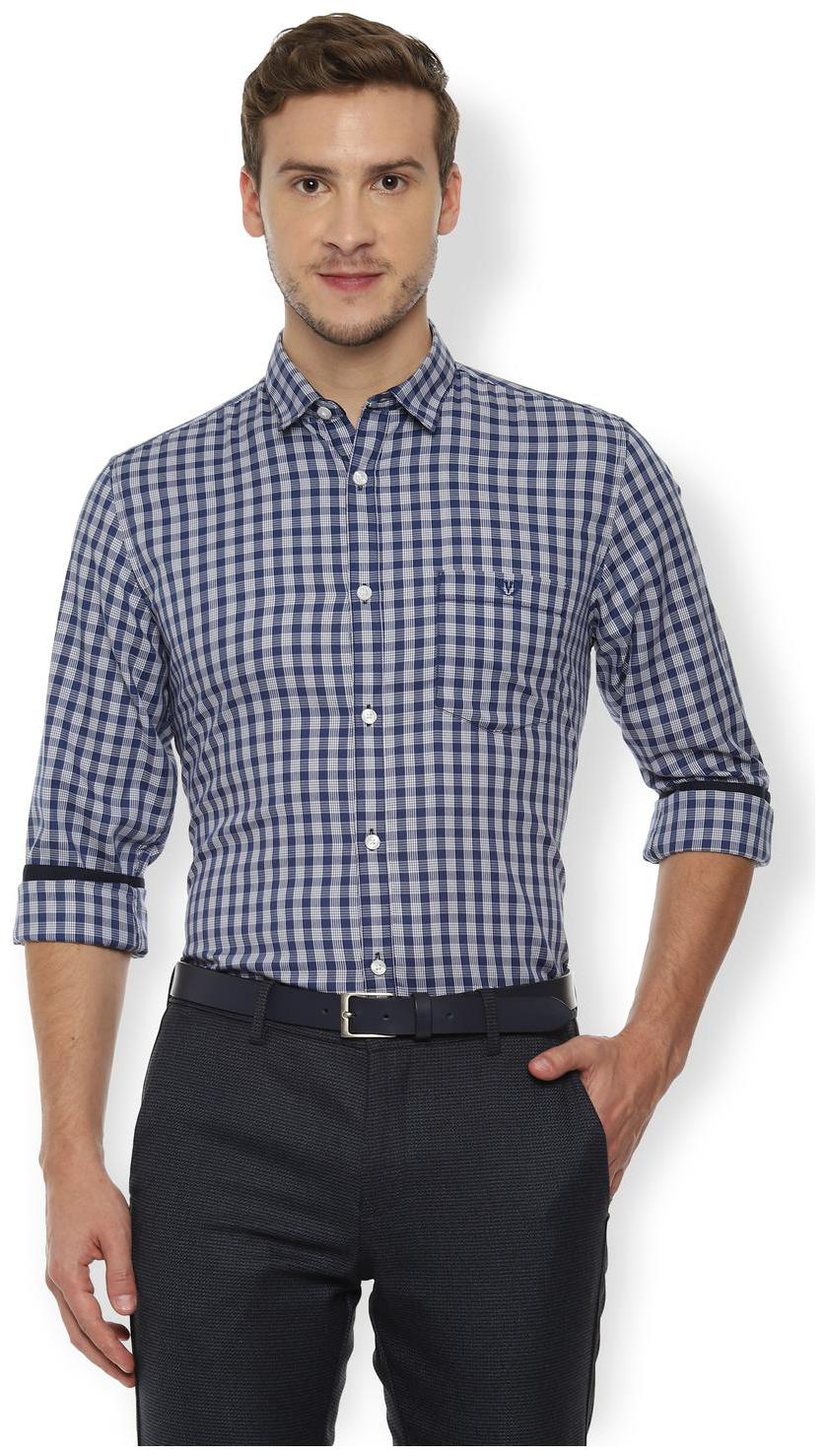 

Van Heusen Men Blue Checked Slim Fit Casual Shirt