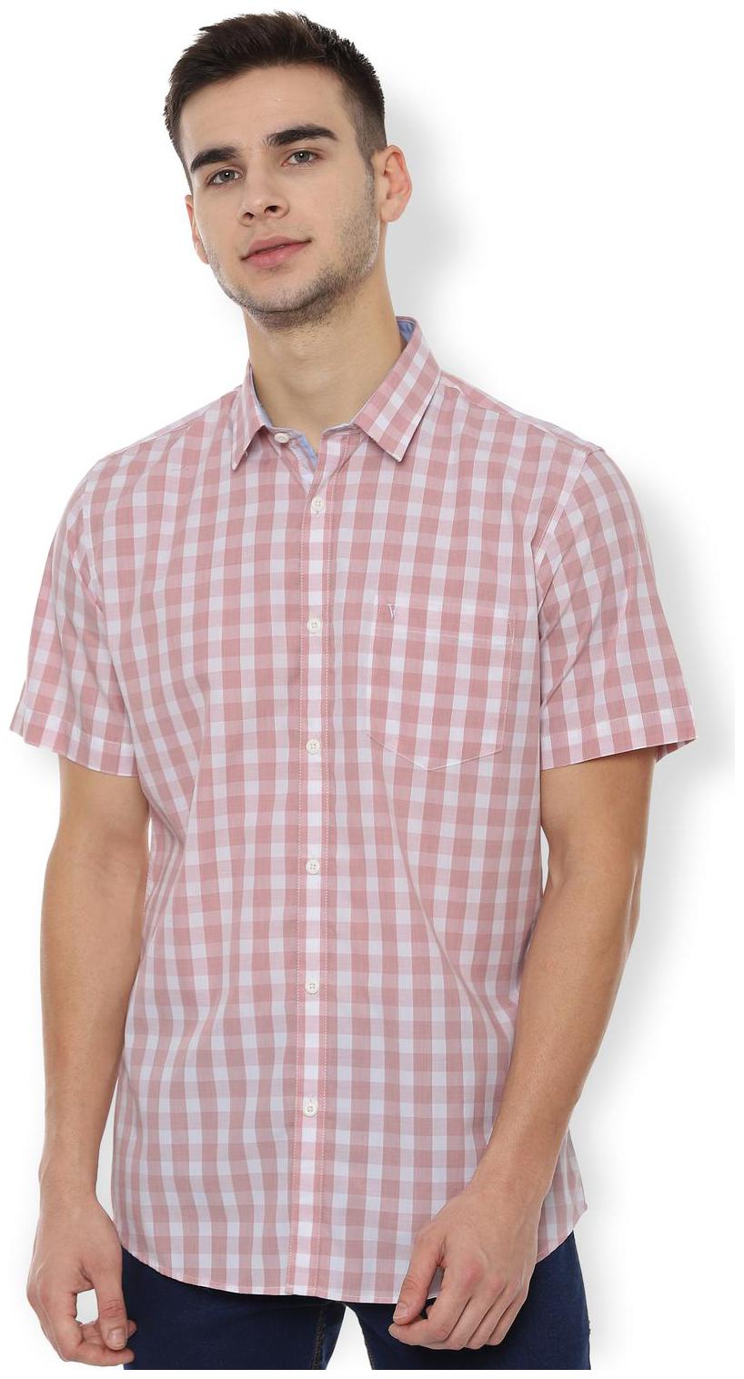 

Van Heusen Men Pink Checked Slim Fit Casual Shirt