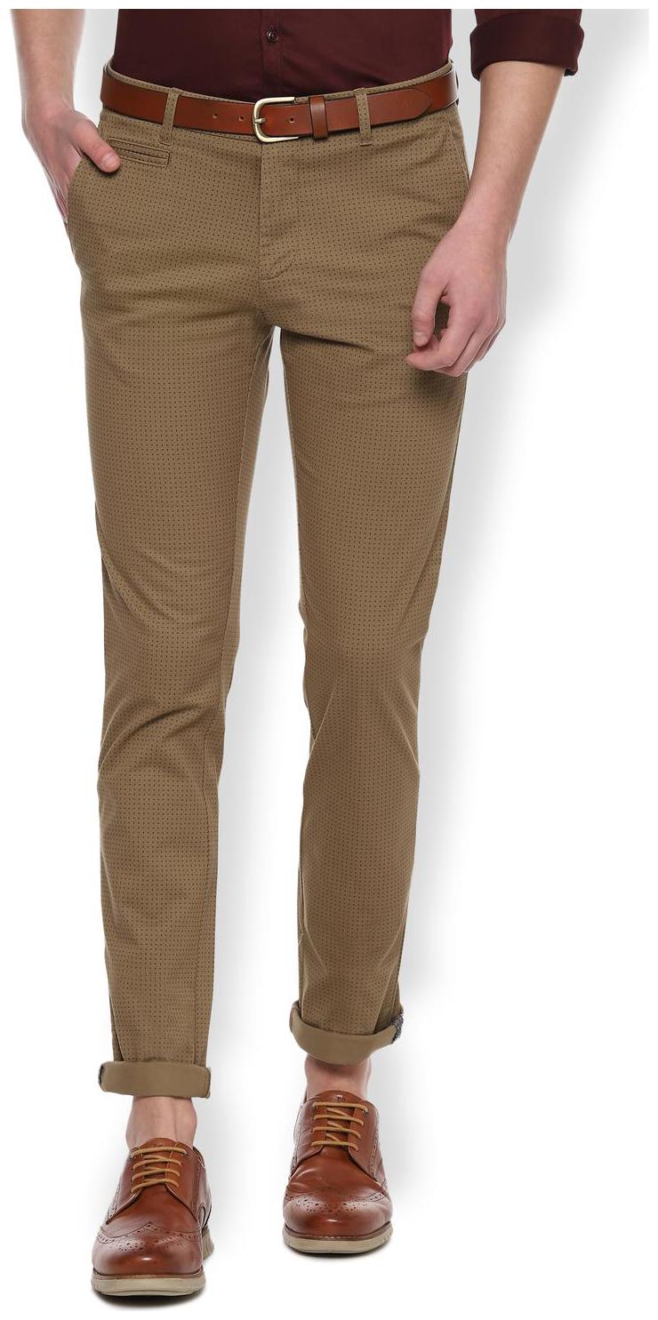 

Van Heusen Men Beige Printed Slim fit Regular trousers