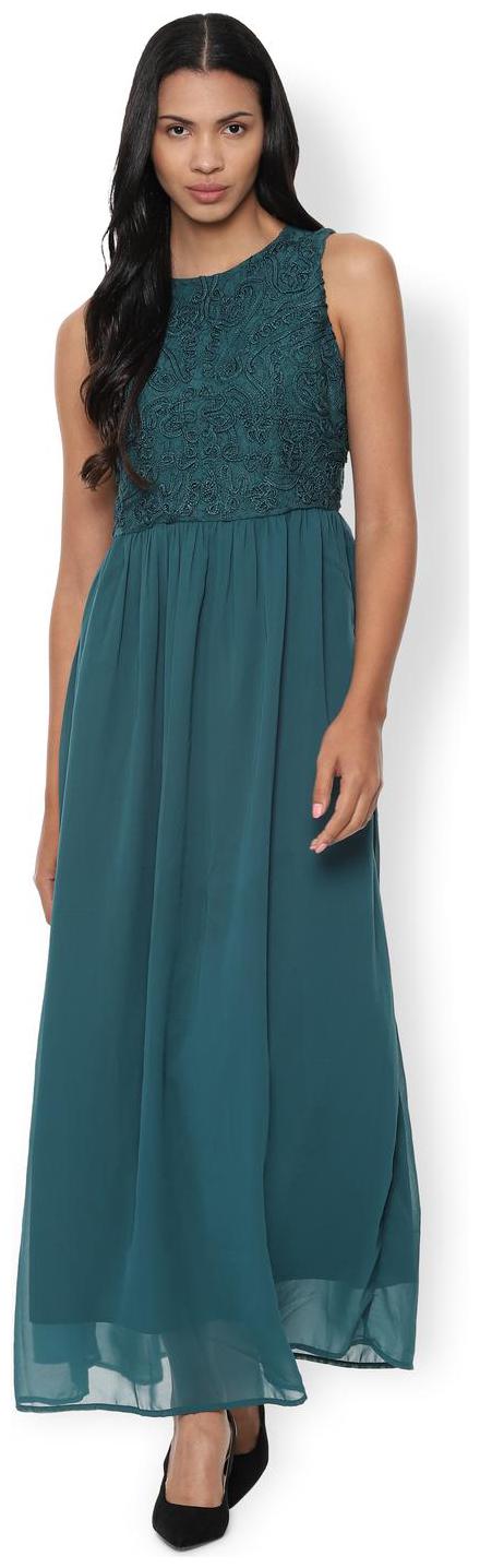 

Van Heusen Green Self design A-line dress