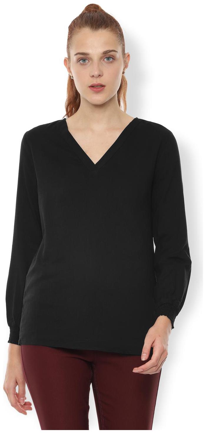 

Van Heusen Women Solid Regular top - Black