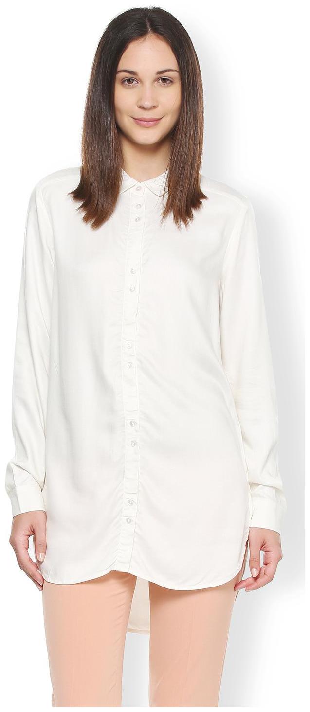 

Van Heusen Women Cream Striped Slim Fit Shirt