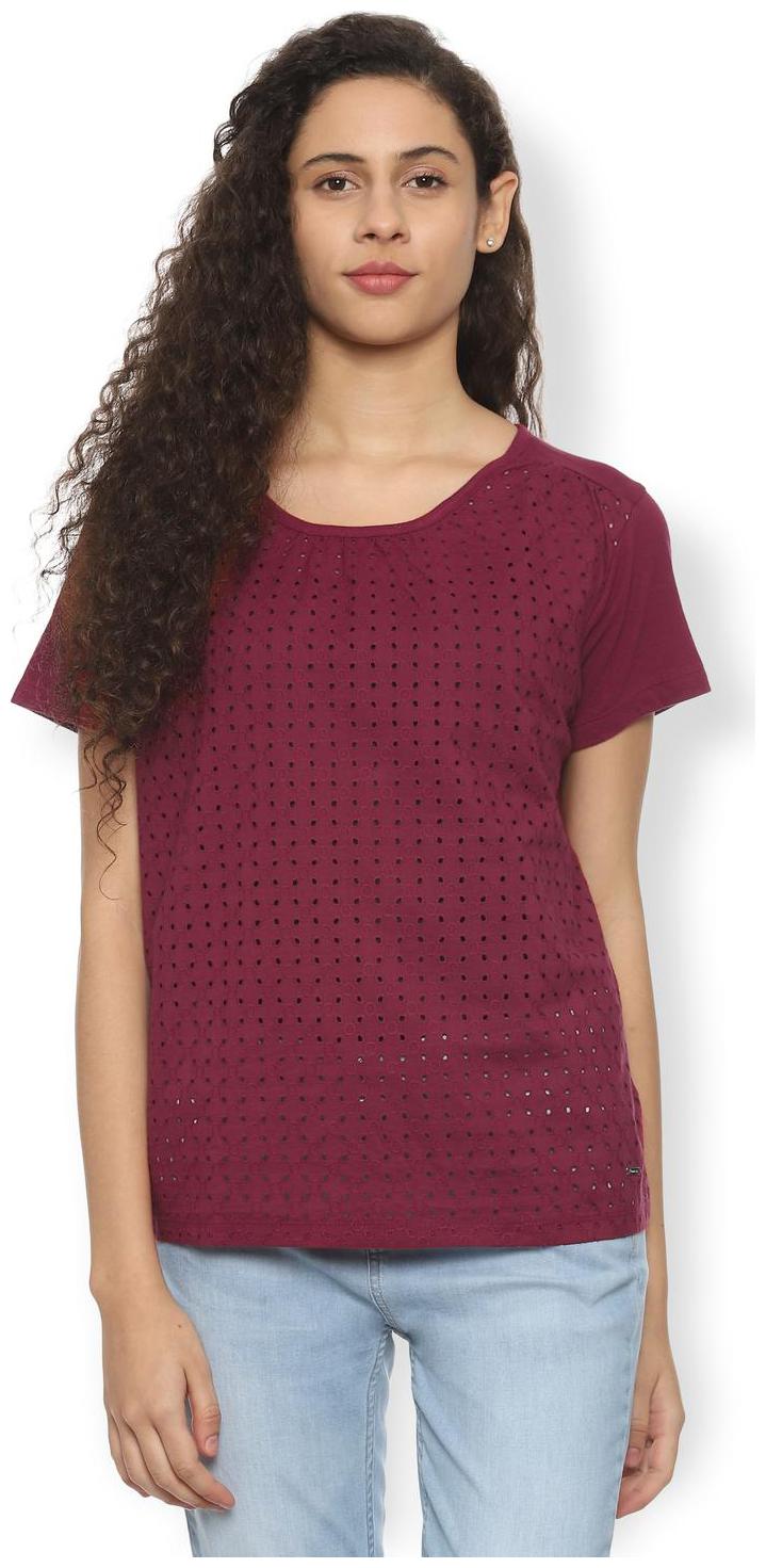

Van Heusen Cotton Lace Women Regular Top - Maroon