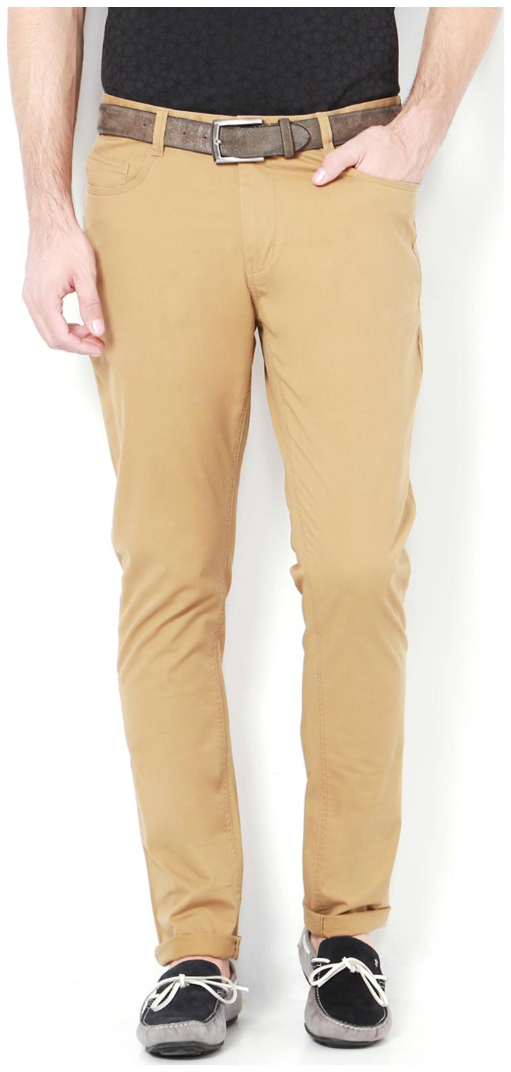 

Van Heusen Men Beige Solid Slim fit Regular trousers