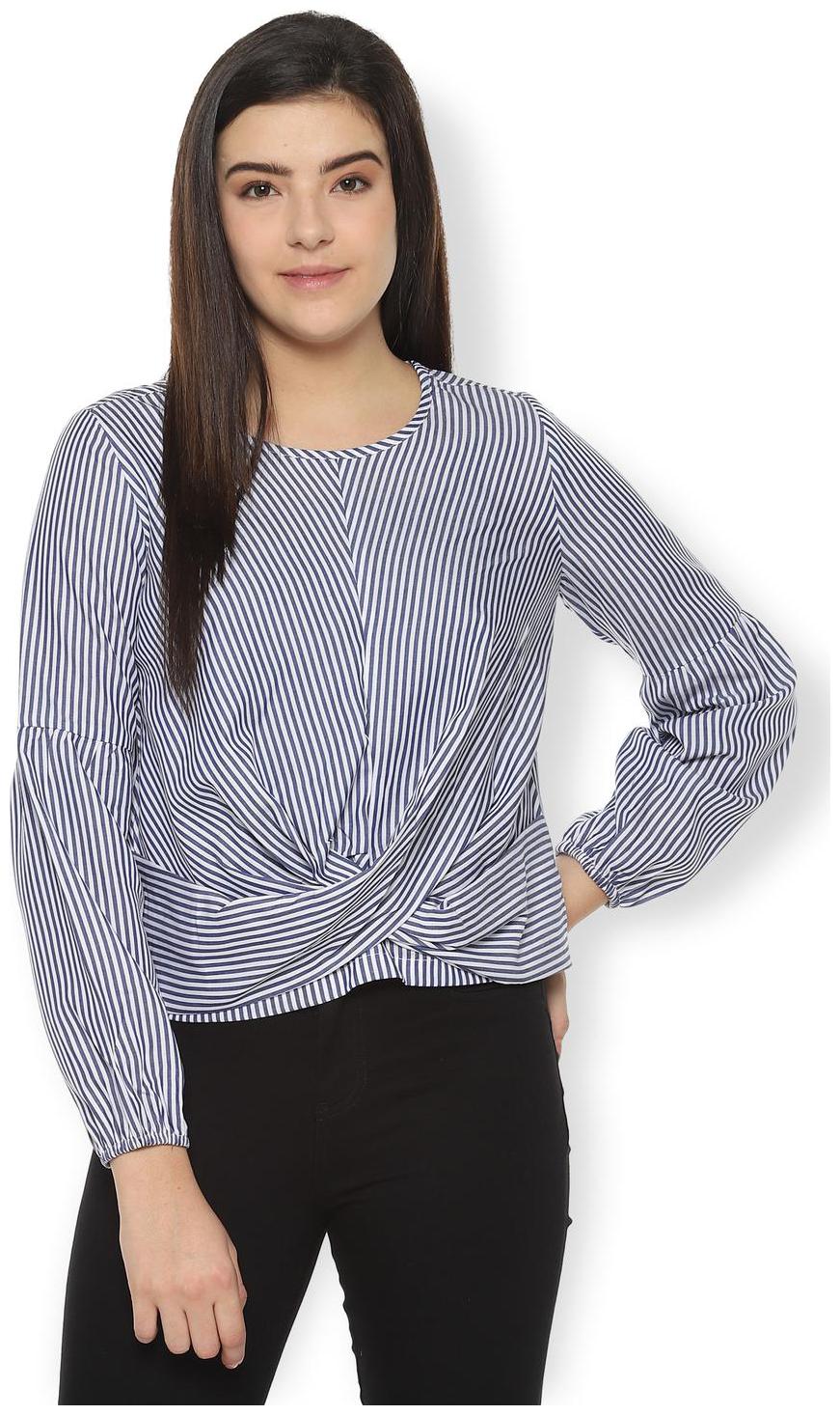 

Van Heusen Women Striped Regular top - Blue
