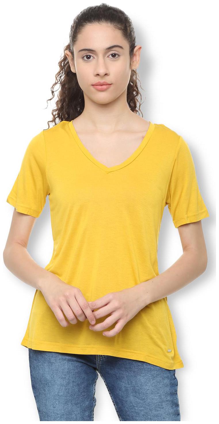 

Van Heusen Women Solid Regular top - Yellow
